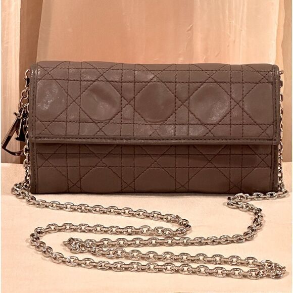 💯% Authentic Christian Dior Quilted Cannage Lady Dior Wallet on Chain✨ - Picture 1 of 16